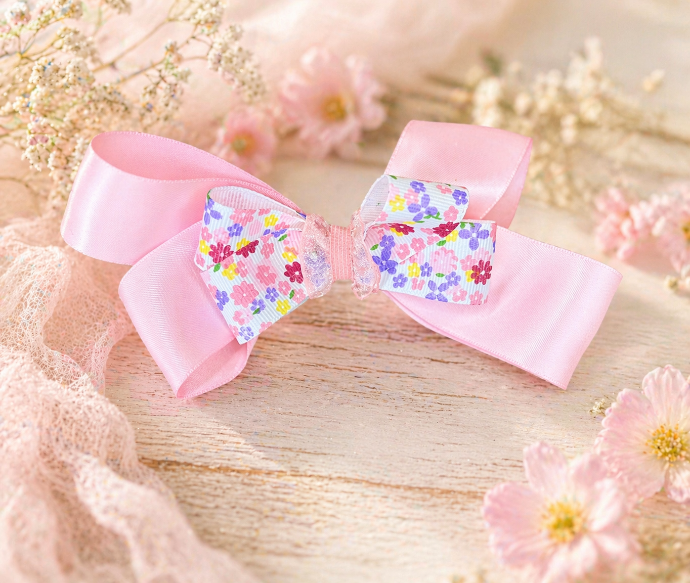 🌸 Blush Garden Party Bow