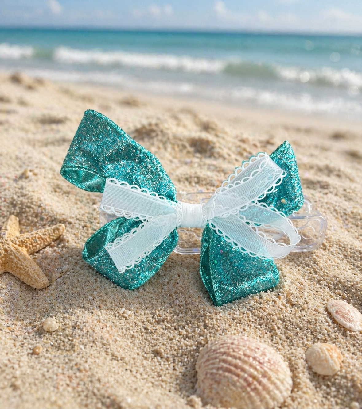 🌊 Seafoam Sparkle Bow