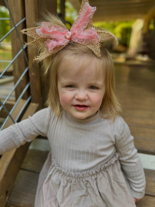 Rustic Rose Ruffle Bow